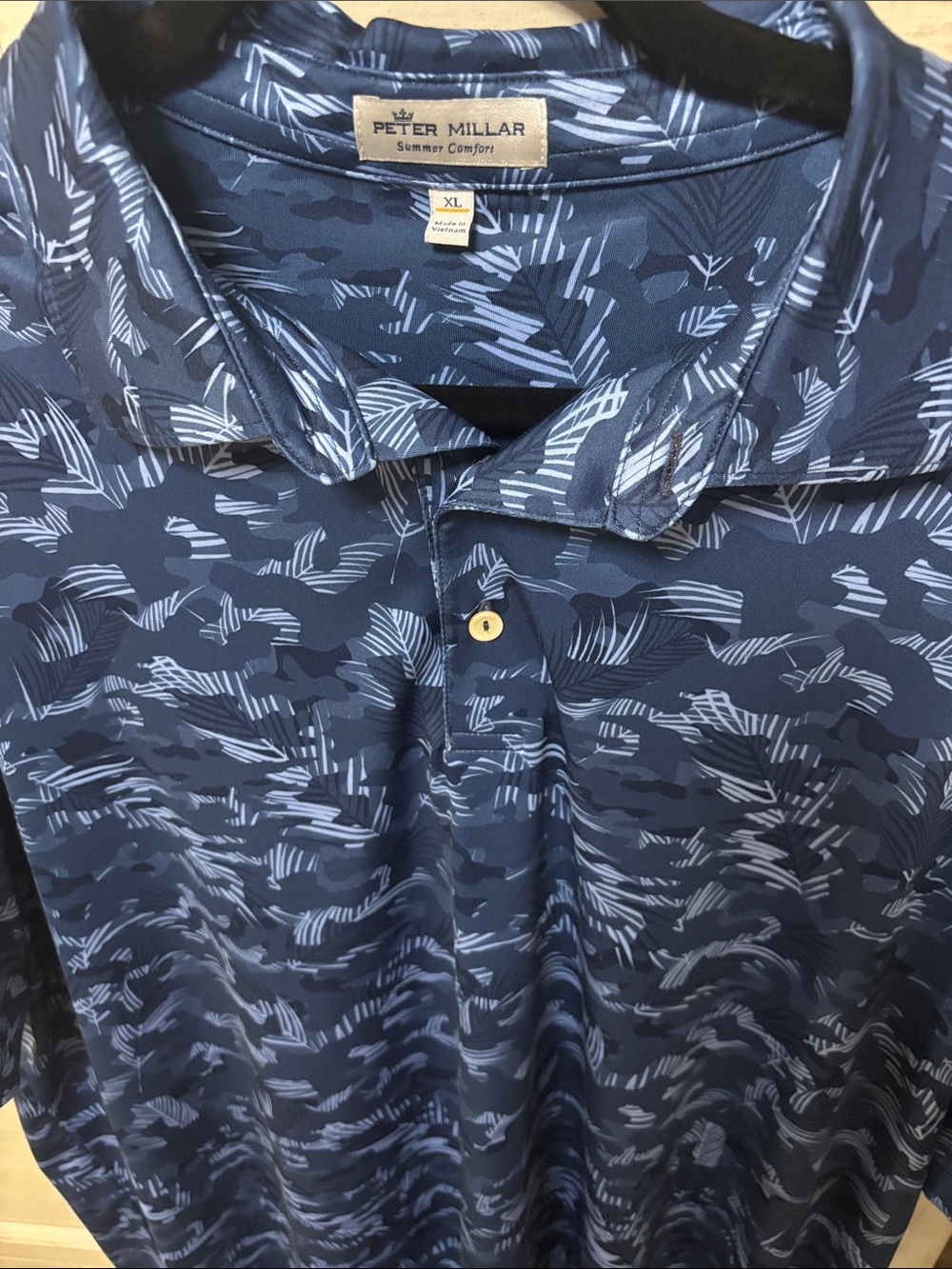 Peter Millar Navy Blue Printed Polo